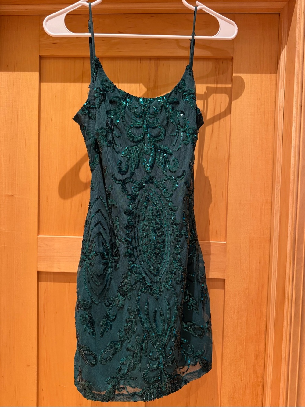 Embellished Deep Green Sequin Mini Dress - Homecoming / Formal